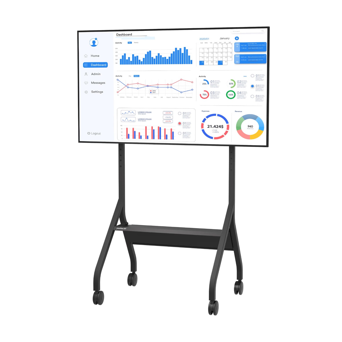 Peerless-AV SmartMount Universal Cart for 55" to 110"+ Displays - SR898
