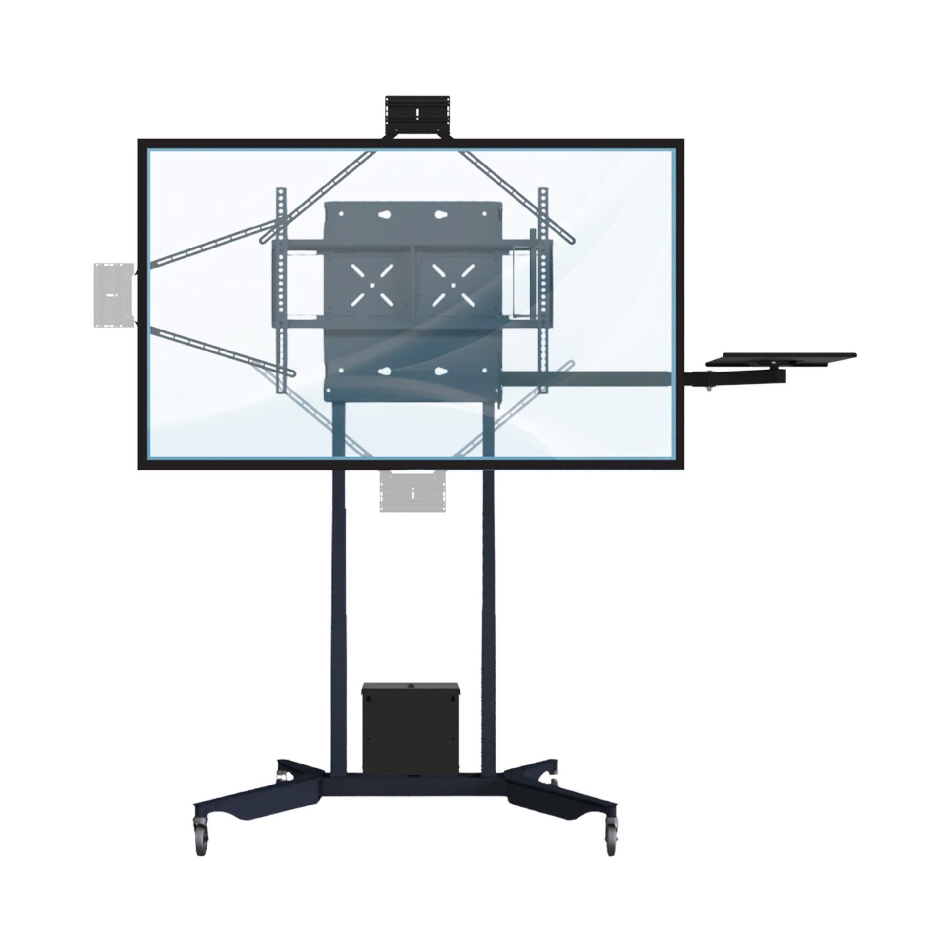 Motorized, height-adjustable mobile stand  with screen