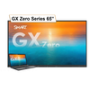 A 65-inch SMART Board GX ZERO Series interactive display with a vibrant colorful screen, alongside a smaller device showing the GX logo.