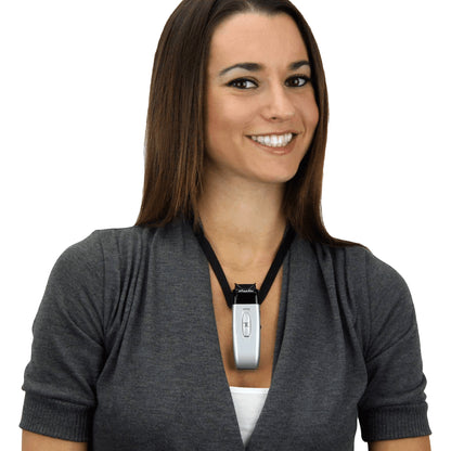 woman wearing mic hands free