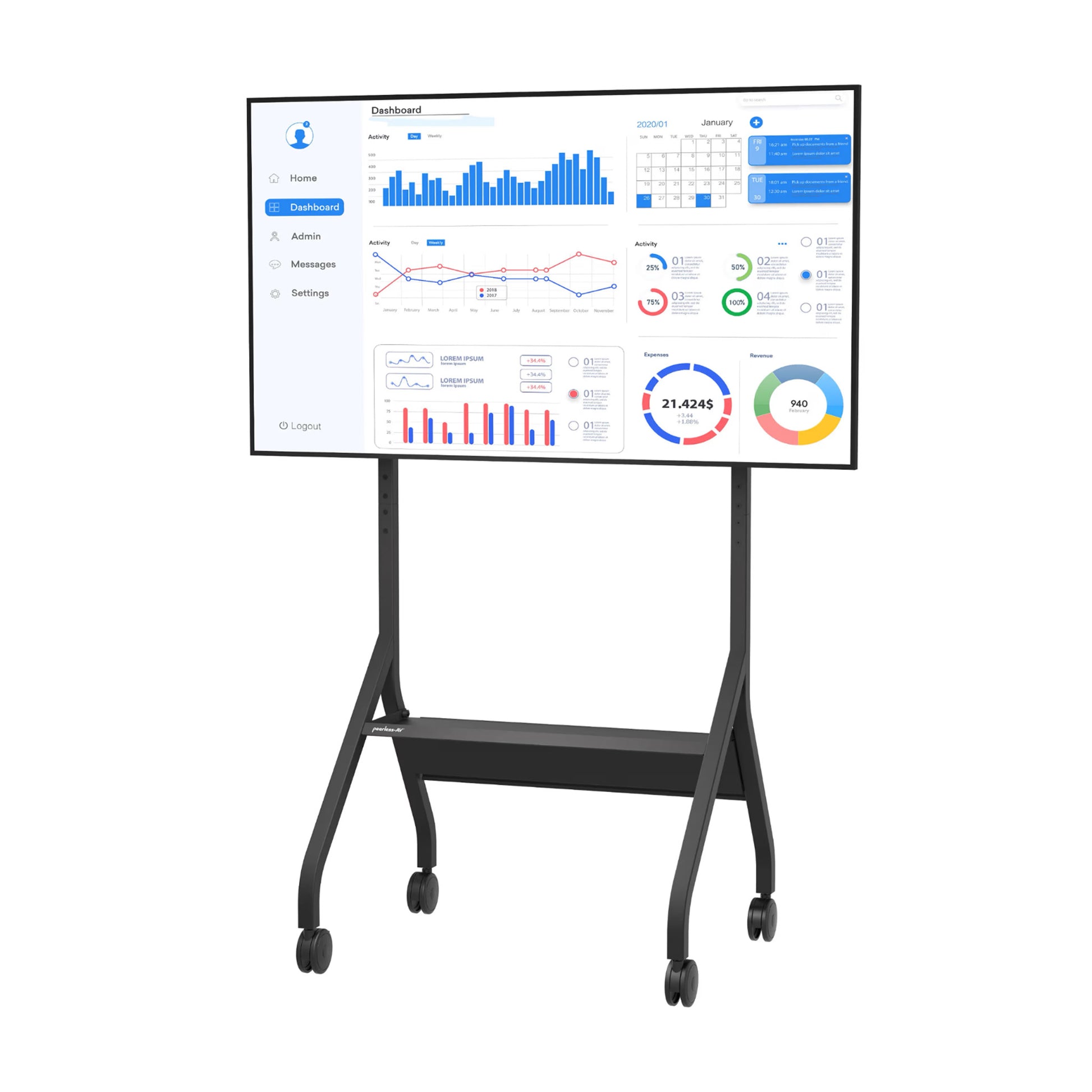 Peerless-AV SmartMount Universal Cart for 55" to 110"+ Displays - SR898